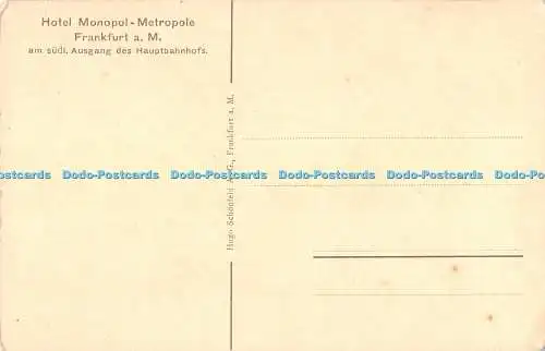 R456434 Hotel Monopol Metropole Frankfurt a M Halle Hugo Schönfeld