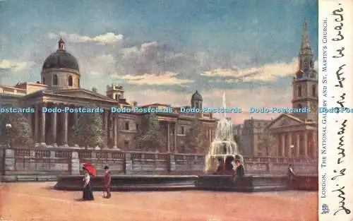 R456703 London The National Gallery and St Martin Church Tuck Oilette Postkarte 7