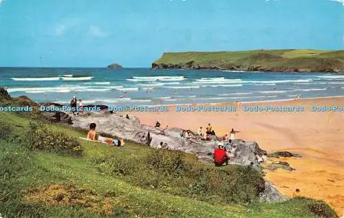 R459207 Polzeath Sands Pentire Point und Newland Lilywhite Postkarten Colin Richa