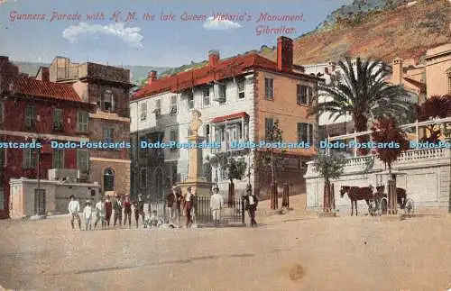 R457516 Gibraltar Gunners Parade With H M The Late Queen Victoria Monument Benza