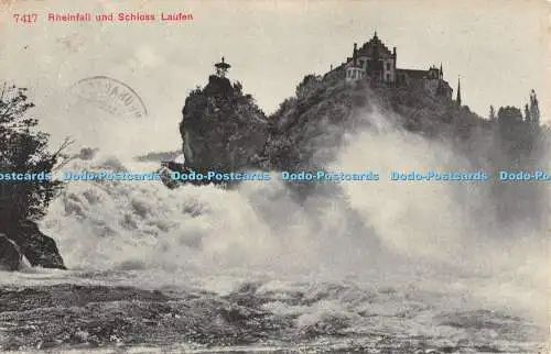 R459865 7417 Rheinfall und Schloss Laufen Fotoglob Zürich 1909