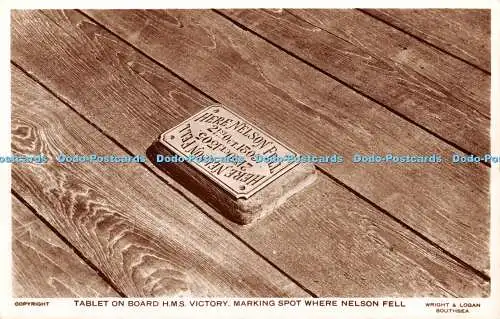 R457618 Tablet on Board H M S Victory Marking Spot Where Nelson Fell Wright and