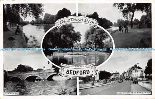 R461136 Grüße von Bedford Town Bridge River Ouse und Hängebrücke Mult