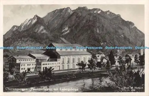 R461223 Oberammergau Passionstheater mit Labergebirge M Herpich RP