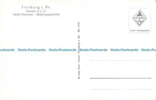 R463587 Freiburg i Br Münster V L Fr Nordl Chorportal Schopfungsgeschichte Karl A