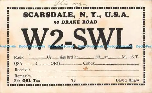R460652 Scarsdale N Y U S A W 2 SWL David Shaw