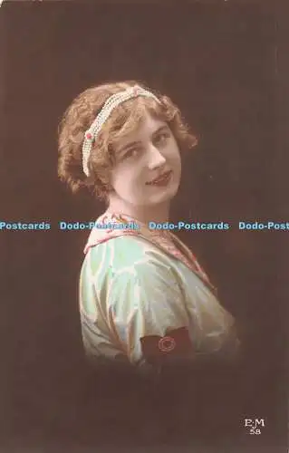 R463692 Frauenportrait E M 58 Fabrikation Francaise alte Fotografie Postkarte