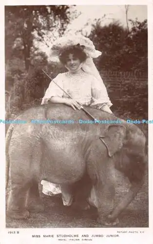 R461749 Miss Marie Studholme und Jumbo Junior Royal Italian Circus Rotary Photo