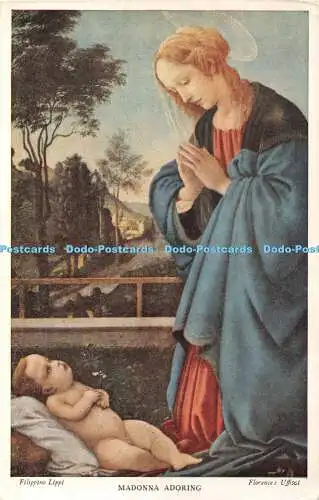 R463756 Filippino Lippi Madonna Adoring Florence Uffizien M S No 24