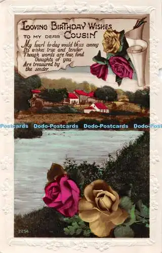 R461853 Liebevolle Geburtstagswünsche an meinen lieben Cousin See und Blumen RP