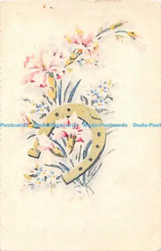 R461878 Blumen und Hufeisen Postkarte