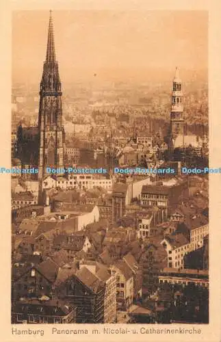 R458727 Hamburg Panorama m Nicolai u Katharinenkirche Knackstedt und Nather