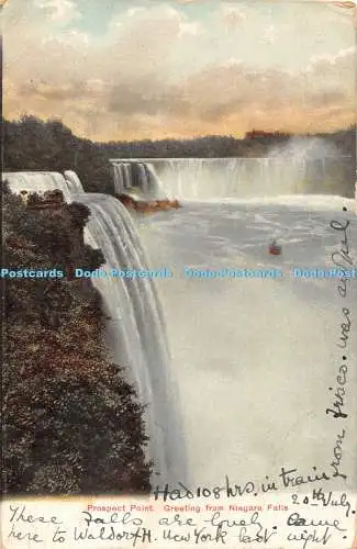 R465695 Prospect Point Greeting from Niagara Falls Litho Chrome No 10285 1907