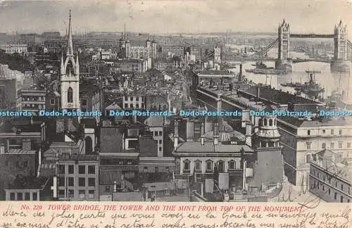 R462554 Tower Bridge The Tower and the Mint Top of the Monument G Smith No 229 1