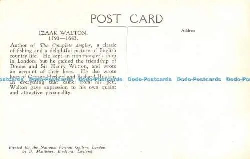 R462666 National Portrait Gallery Izaak Walton B Matthews Jacob Huysmans