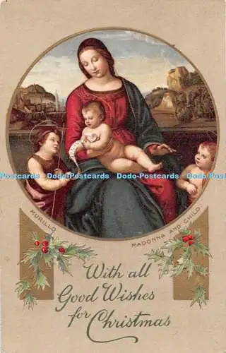 R466628 Murillo Madonna mit Kind mit allen guten Weihnachtswünschen Wildt und K