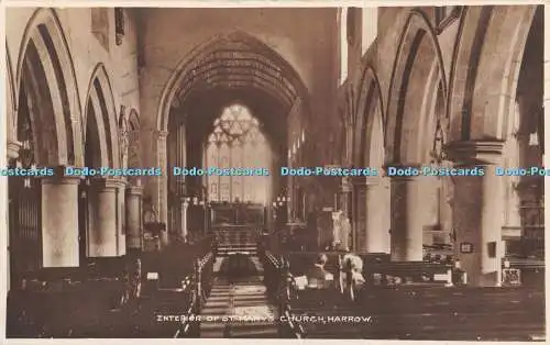 R465346 Interieur of St Marys Church Harrow Buckley Bros RP 1924