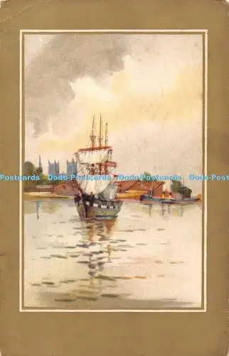 R471597 Segelboot Gemälde Postkarte Die beliebte Serie 1915