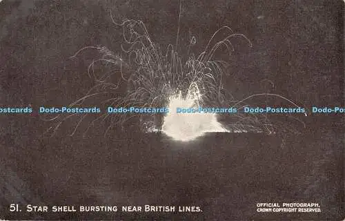 R471872 51 Star Shell Bursting near British Lines Official Photograph Crown War