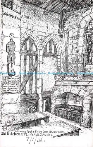 R475372 FW Whippingham Post und Figur aus Ancient Cross Old Kitchen St Marys H