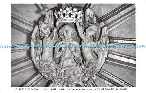 R472195 Carlisle Cathedral XV C Boss Under Choir Screen Our Lady Crowned by Ange