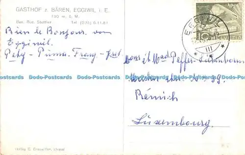 R472235 Gasthof z Baren Eggiwil i E Bes Rud Stettler C Grauwiller