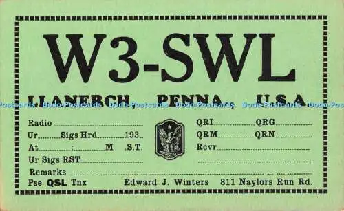 R468832 W 3 S W L Llanerch Penna U S A Edward J Winters