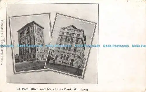 R468843 Winnipeg 73 Post Office and Merchants Bank Canadian Souvenir Cards W G M