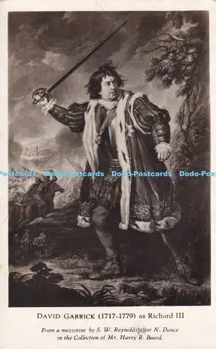 R469020 As Richard III David Garrick B Matthews No 6 From a mezzotint by S W Rey