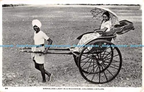 R472668 34 Singhalese Lady in a Rickshaw Colombo Ceylon Ceylon Pictorials RP 1959