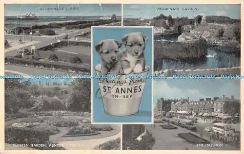R478399 Grüße aus St. Annes an der Strandpromenade und Pier The Square E T W Denni