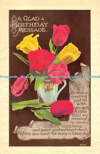 R476285 A Glad Birthday Message Tulpen in Vase
