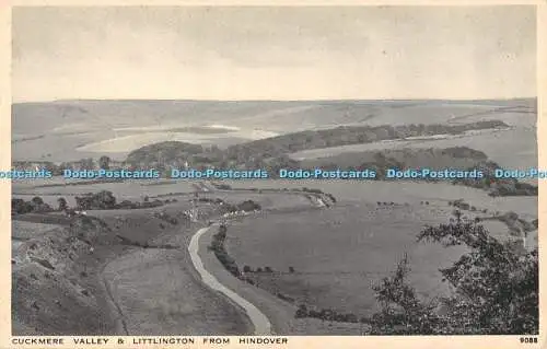 R469998 Cuckmere Valley and Littlington from Hindover J Salmon Gravure Style