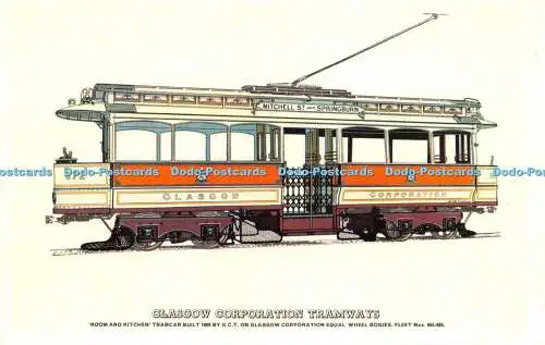 R476862 Glasgow Corporation Straßenbahnen Zimmer- und Küchenstraßenbahnwagen gebaut 1898 G C T o