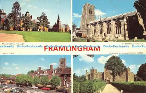 R470324 Framlingham Market Hill St Michael Church F W Pawsey Eine künstlerische Karte Mu