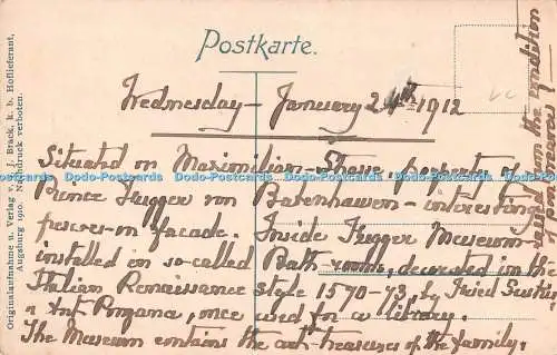 R479925 Augsburg Fuggerhaus J Brack k b Holieferant