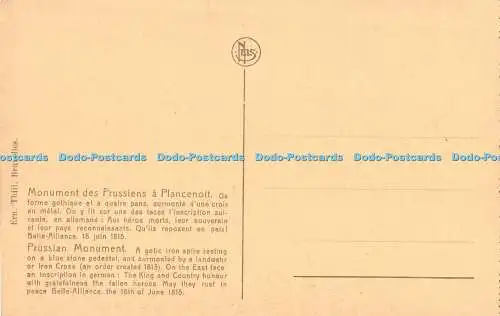 R470898 Waterloo Preußisches Denkmal bei Plancenoit Nels Ern Thill