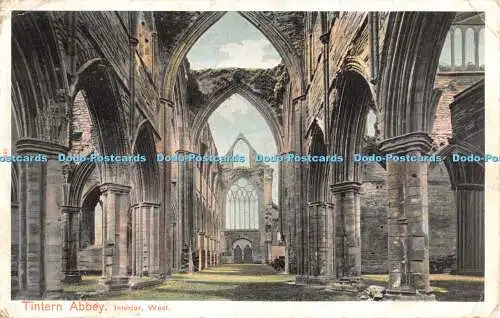 R470957 Tintern Abbey Interior West Pictorial Stationery Peacock Autochrom 1904