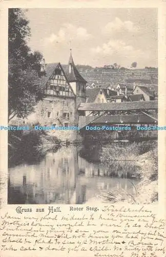 R474601 Gruss aus Halle Roter Steg 1909