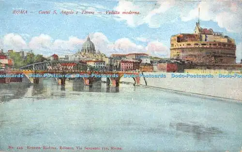 R480250 Roma Castel S Angelo e Tevere Veduta Moderna Ernesto Richter Nr 449