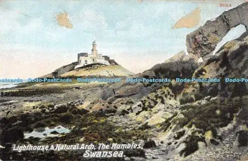 R480312 Swansea Leuchtturm und Naturbogen The Mumbles F Hartmann