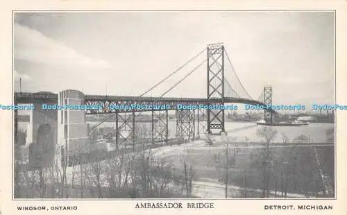 R480370 Windsor Ontario Ambassador Bridge Detroit Michigan Litho