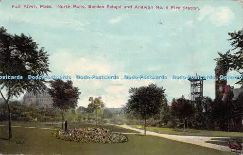 R480542 Fall River Mass North Park Borden School and Anawan No 6 Fire Station 66