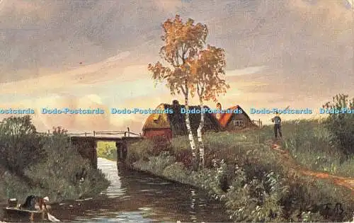 R480584 F B Fluss Häuser Gemälde Postkarte Der Schraubenschlüssel Serie Nr 098 1907