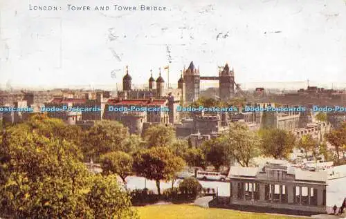 R480687 London Tower and Tower Bridge Photochrom 1946