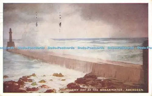 R480694 Stormy Day at the Breakwater Aberdeen Davidson Coloured Series Ideal Ser