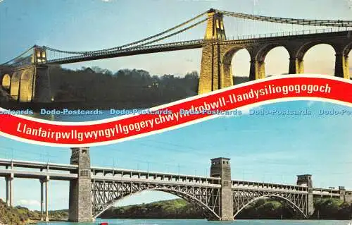 R482242 Llanfair Menai Bridge Britannia Bridge E T W Dennis Multi View 1987
