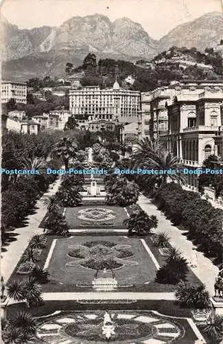 R486709 Menton Le Jardin Public et les Montagnes de Sainte Agnes Art Munier G Mo