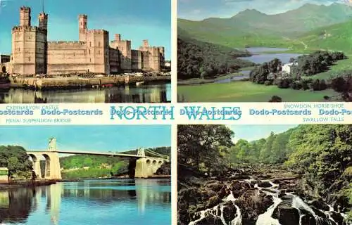 R483255 Nordwales Caernarvon Castle Menai Hängebrücke E T W Dennis Foto