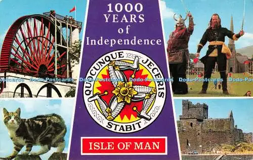 R483316 Isle of Man 1000 Jahre Unabhängigkeit Laxey Wheel Manx Cat Bamforth Col